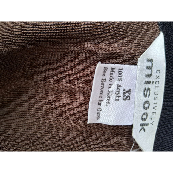 Women's Misook Brown & Black Ribbed Knit Cardigan Sweater XS - Picture 6 of 9